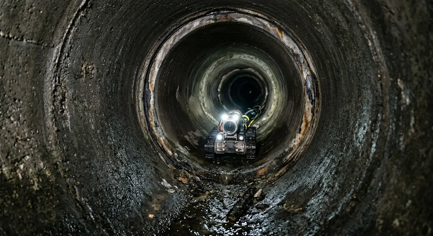 Robotic sewer camera inspecting pipe interior for Drain Snake Service in Stone Mountain
